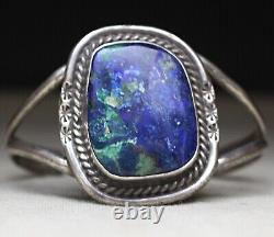 Vintage Native American Navajo Sterling Silver Azurite Cuff Bracelet