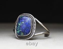 Vintage Native American Navajo Sterling Silver Azurite Cuff Bracelet