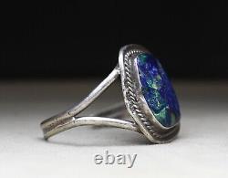 Vintage Native American Navajo Sterling Silver Azurite Cuff Bracelet