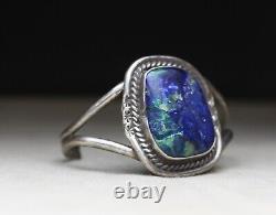 Vintage Native American Navajo Sterling Silver Azurite Cuff Bracelet