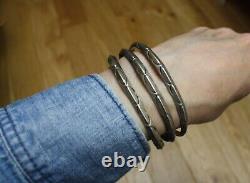 Vintage Native American Navajo Sterling Silver Split Shank Bracelet Large Size