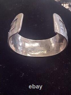 Vintage Native American Navajo Sterling Silver Storyteller Cuff Bracelet