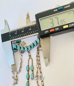 Vintage Native American Navajo Sterling Silver Turquoise Link Necklace Dainty