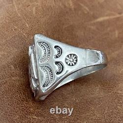 Vintage Native American Navajo Thunderbird Stamped Sterling Men's Ring Size 11.5