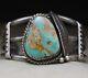 Vintage Native American Navajo Turquoise Sterling Silver Cuff Bracelet