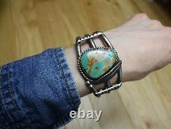 Vintage Native American Navajo Turquoise Sterling Silver Cuff Bracelet