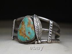 Vintage Native American Navajo Turquoise Sterling Silver Cuff Bracelet