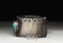 Vintage Native American Navajo Turquoise Sterling Silver Cuff Bracelet