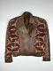Vintage Navajo Aztec Native Indian Western Leather Cotton Jacket Brown Size M