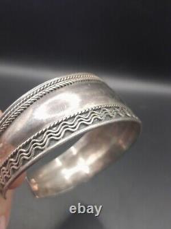 Vintage Navajo Cuff Bracelet Sterling Silver