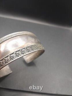 Vintage Navajo Cuff Bracelet Sterling Silver