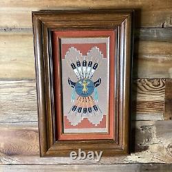 Vintage Navajo Indian American Sand Painting Framed Art by Keith Silversmith