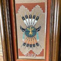 Vintage Navajo Indian American Sand Painting Framed Art by Keith Silversmith