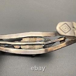 Vintage Navajo Indian Bead Stamped Silver Cuff Bracelet 6-1/2 Need Repair