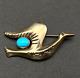 Vintage Navajo Indian Frances Jones Bird Turquoise Sterling Silver Brooch Pin