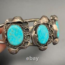 Vintage Navajo Indian Hand Made Silver Turquoise Bracelet Cuff