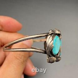 Vintage Navajo Indian Hand Made Silver Turquoise Bracelet Cuff