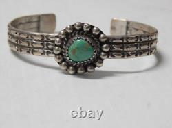 Vintage Navajo Indian Ingot Sterling Silver Turquoise Nice Age + Xlnt Condition
