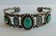 Vintage Navajo Indian Pounded Twisted Wire Silver Turquoise Cuff Bracelet