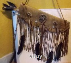 Vintage Navajo Indian Quiver Black Feathered With Arrows