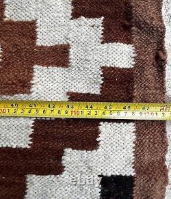 Vintage Navajo Indian Rug Stepped Diamond Design Earth Tones Wool 48 x 65