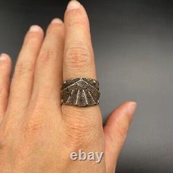 Vintage Navajo Indian Sand Cast Sterling Silver Ring Size 10.25