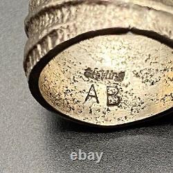 Vintage Navajo Indian Sand Cast Sterling Silver Ring Size 6.75