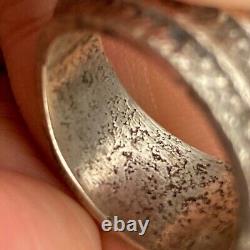 Vintage Navajo Indian Sand Cast Sterling Silver Ring Size 6.75
