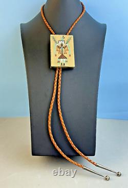 Vintage Navajo Indian Sand Painting Bolo Tie