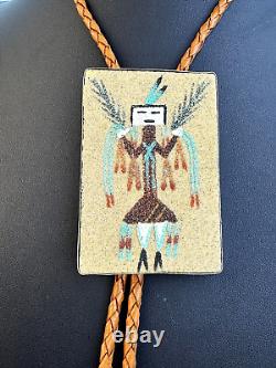 Vintage Navajo Indian Sand Painting Bolo Tie