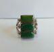 Vintage Navajo Indian Silver Green Rectangle Turquoise Ring Size 5