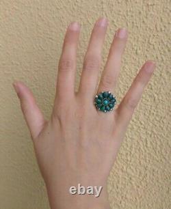 Vintage Navajo Indian Silver Green Turquoise Ring Size 4-1/2