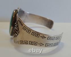 Vintage Navajo Indian Silver Large Turquoise Cuff Bracelet