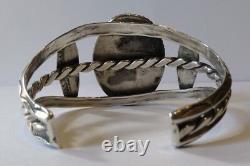 Vintage Navajo Indian Silver Moss Agate Cuff Bracelet