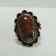 Vintage Navajo Indian Silver Scenic Petrified Wood Ring Size 6-1/2