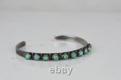 Vintage Navajo Indian Silver Snake Eye Turquoise Cuff Bracelet
