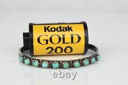 Vintage Navajo Indian Silver Snake Eye Turquoise Cuff Bracelet