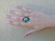 Vintage Navajo Indian Silver Spiderweb Turquoise Ring Size 7