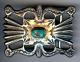 Vintage Navajo Indian Silver Stampwork Turquoise Belt Buckle