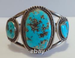 Vintage Navajo Indian Silver Turquoise Cuff Bracelet