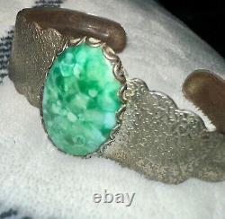 Vintage Navajo Indian Silver Turquoise Cuff Bracelet