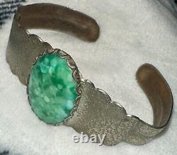 Vintage Navajo Indian Silver Turquoise Cuff Bracelet