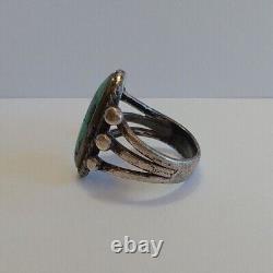 Vintage Navajo Indian Silver Turquoise Ring Size 3