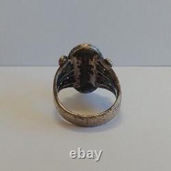 Vintage Navajo Indian Silver Turquoise Ring Size 3