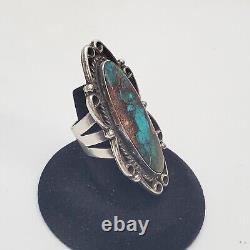 Vintage Navajo Indian Silver Turquoise Ring Size 6 Marked Jb 16.9 Grams