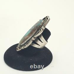 Vintage Navajo Indian Silver Turquoise Ring Size 6 Marked Jb 16.9 Grams