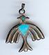Vintage Navajo Indian Silver Turquoise Thunderbird Pendant