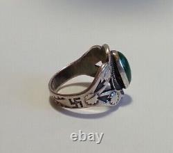 Vintage Navajo Indian Silver Whirling Logs Cerrillos Turquoise Ring Size 5