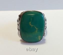 Vintage Navajo Indian Sterling Silver Blue Green Turquoise Ring Size 9.5