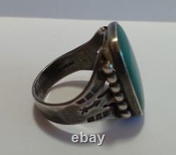 Vintage Navajo Indian Sterling Silver Blue Green Turquoise Ring Size 9.5